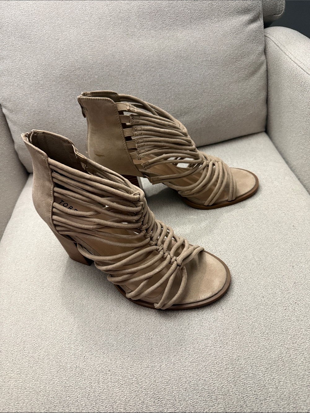 torrid Taupe Strappy Braided Block Heel Sandals